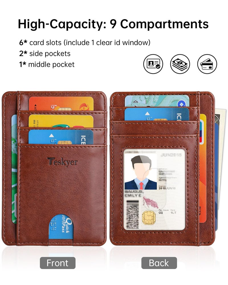 Teskyer محفظة تسكيير رفيعة للرجال، محفظة جلدية مقاومة لتقنية RFID لحماية بطاقات الائتمان، لحامل البطاقات للرجال والنساء - Image 4